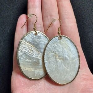 Gold and Shell Oval Earrings